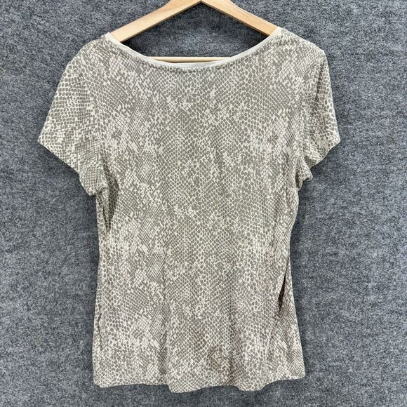 Banana Republic T-Shirt Women M Medium Gray Animal Print Short Sleeve Rayon - Picture 2 of 7